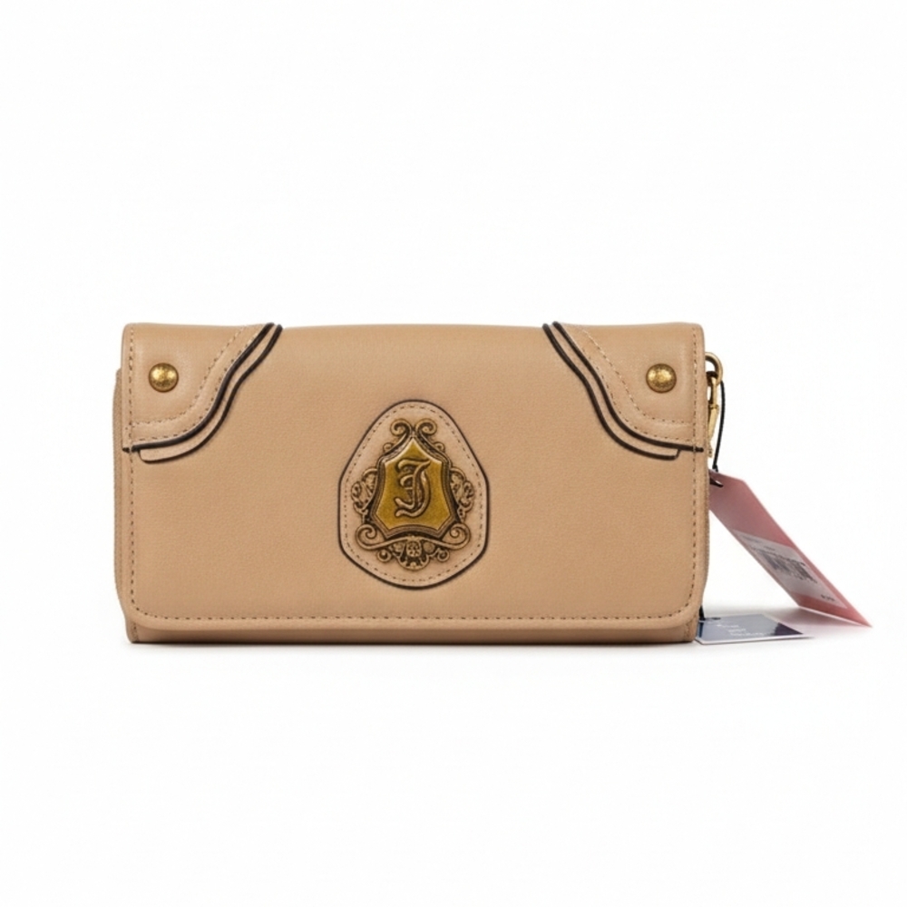 Juicy Couture Tan Wallet with Gold Emblem